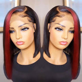 HOT TikTok-inspired Cherry Red Ombre Straight Bob Lace Frontal Wig
